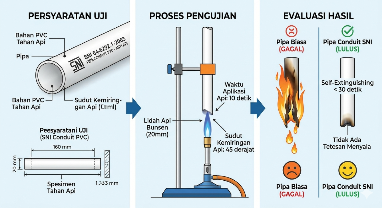 Standar pengujian jasa SNI Pipa Conduit cepat di laboratorium