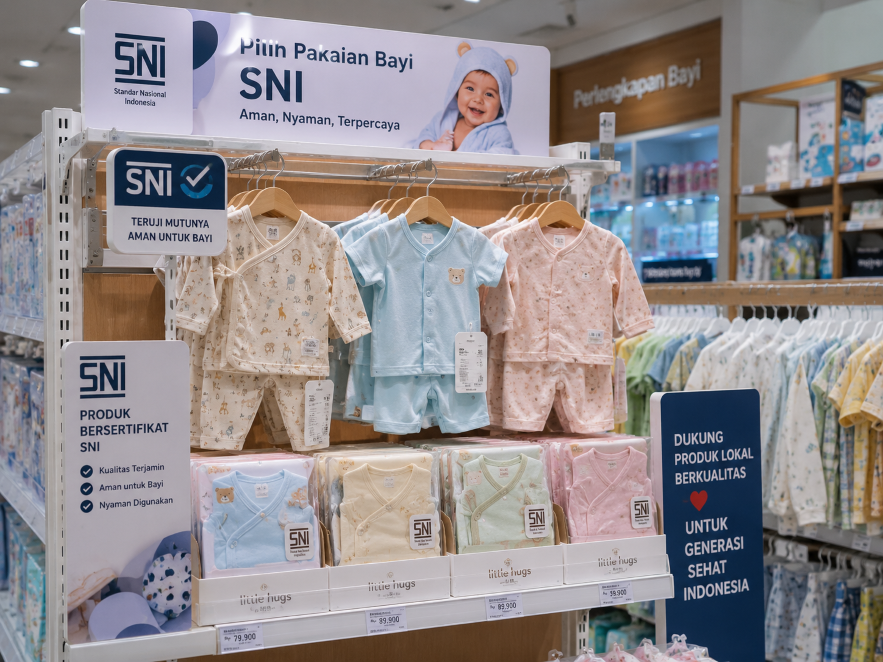 SNI嬰兒服飾UMKM產品在印尼現代零售貨架上銷售