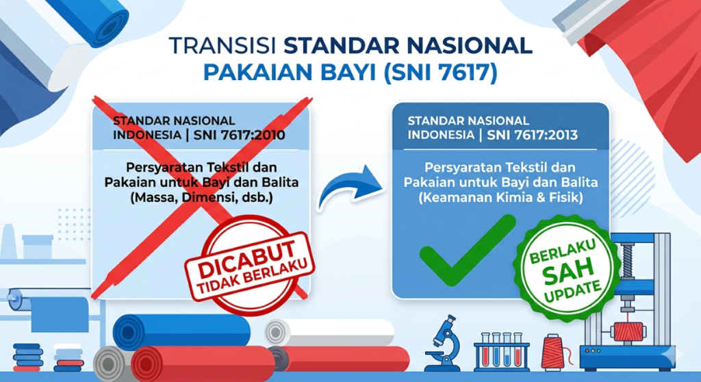 Tabel perbandingan parameter SNI 7617:2013 dan SNI 7617:2010 untuk sertifikasi tekstil