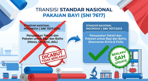 Tabel perbandingan parameter SNI 7617:2013 dan SNI 7617:2010 untuk sertifikasi tekstil