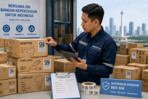 Petugas memeriksa produk elektronik bersertifikat untuk layanan jasa SNI Jakarta