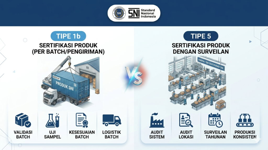 Sertifikasi SNI Tipe 5 vs Tipe 1b untuk skala produksi