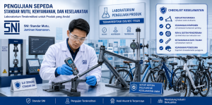 Produsen memeriksa rangka sepeda roda dua di lini produksi untuk memenuhi standar SNI 9232:2023